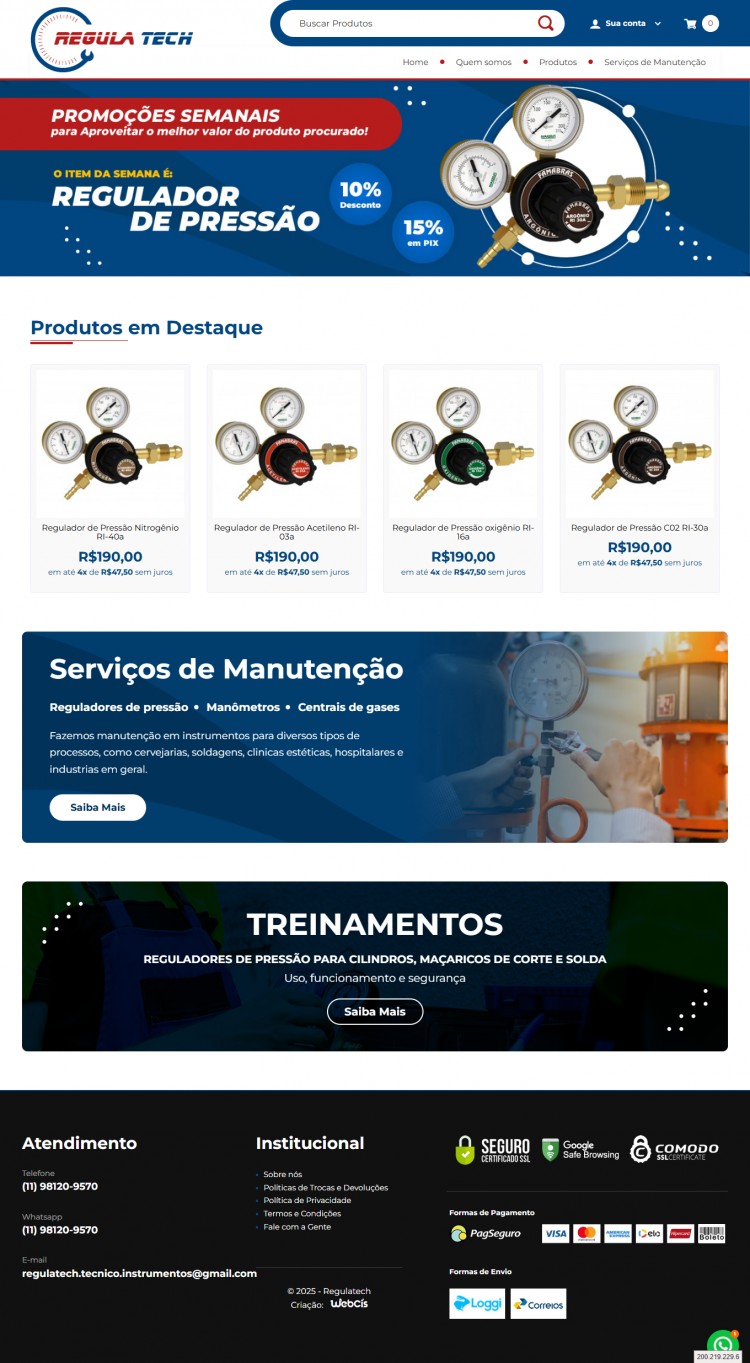 Criação da Loja Virtual - Regulatech Criação da Loja Virtual - Regulatech